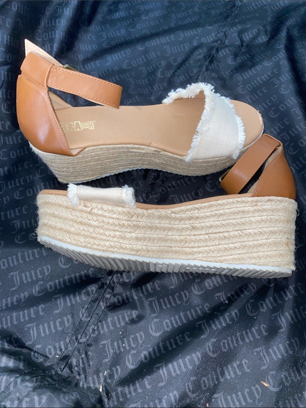 Brash Tan and Cream Espadrille Wedge Sandals